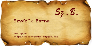 Szvák Barna névjegykártya